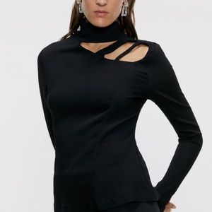 Brand new black Zara top with cut out detail - NWT size L